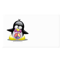Peace Sign Penguin Business Card Template