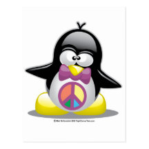 Peace Sign Penguin Post Cards