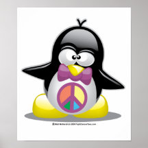 Peace Sign Penguin Print