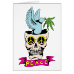 Peace Sign Skull / Dove ~ 60s Hippie Love Greeting Card