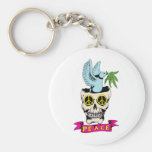 Peace Sign Skull / Dove ~ 60s Hippie Love Keychain