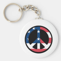 PEACE SIGN USA FLAG KEY CHAIN