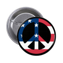 Peace Sign with American Flag Button