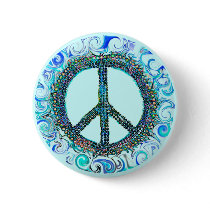 Peace Sign With Blue Waves Buttons