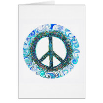 Peace Sign With Blue Waves Card