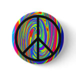 Peace Sign With Trippy Tye Dye Pinback Buttons