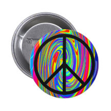 Peace Sign With Trippy Tye Dye Pinback Buttons