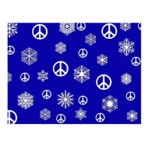 Peace Signs and Snowflakes Holiday Cards Post Card
