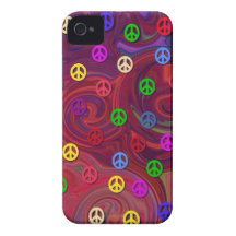 Peace Signs on Colourful Swirl Case-Mate iPhone 4 Case