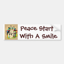 Peace Starts With A Smile Bumper Sticker