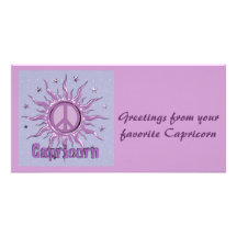 Peace Sun Capricorn Custom Photo Card