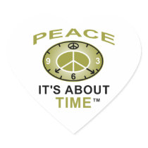 PEACE SYMBOL CLOCK Sticker Heart