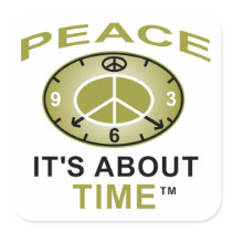 PEACE SYMBOL CLOCK Sticker Square Large (White)