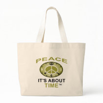 PEACE SYMBOL CLOCK Tote Jumbo (Natural) Tote Bags