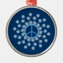 Peace Symbol Flowers Christmas Ornament