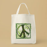 Peace Symbol Grunge Organic Grocery Tote Bag