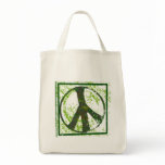 Peace Symbol Grunge Organic Grocery Tote Bag