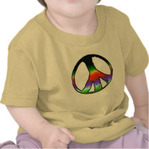 Peace Symbol in Rainbow Glitter Tee Shirts