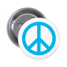 Peace Symbol - Light Blue Pinback Buttons