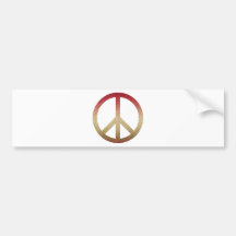 Peace Symbol Striped Red and Tan Bumper Sticker