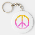 Peace Symbol Textured Pink and Orange Keychain