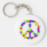 Peace Symbol Tie Dye Ink 3 Keychains