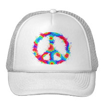 Peace Symbol Tie Dye Ink Mesh Hats