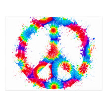 Peace Symbol Tie Dye Ink Post Cards