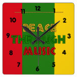 Peace Through Music Square Wallclock