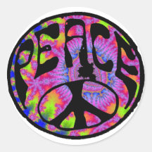 Peace - Tie Dyed Background Round Sticker