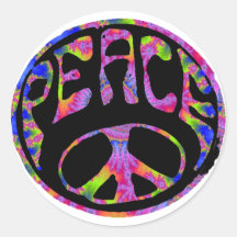 Peace - Tie Dyed Foreground Round Stickers