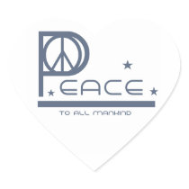 Peace to All Mankind T-shirts and Gifts Heart Stickers