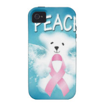 PEACE White Angel Teddy Bear Pink Ribbon Vibe iPhone 4 Covers