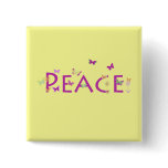 Peace with butterflies & flowers pin