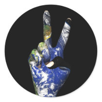 Peace with Earth Round Stickers