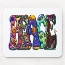 Peace Word Art Birds and Butterflies Mouse Pads