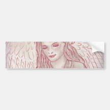 Peaceful Angel in Red Bumper Sticker