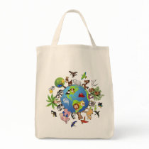 Peaceful Animal Kingdom - Animals Around the World Canvas Bags