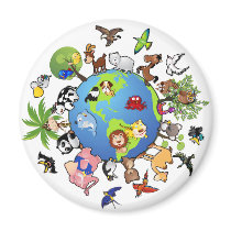 Peaceful Animal Kingdom - Animals Around the World Fridge Magnet