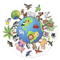 Peaceful Animal Kingdom - Animals Around the World Round Sticker
