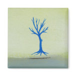 Peaceful landscape art hovering tree painting refrigerator magnet