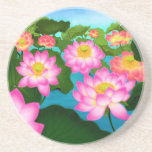 Peaceful Lotus Garden Flowers Coaster