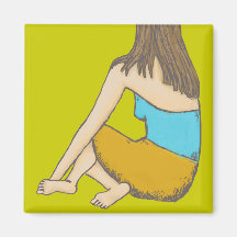 Peaceful Moment, Seated Female Figure Fridge Magnet