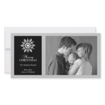 Peaceful Snowflake Christmas Photo Card (Black)