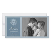 Peaceful Snowflake Christmas Photo Card Blue Grey