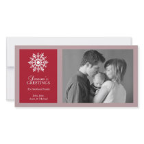 Peaceful Snowflake Christmas Photo Card (Burgandy)