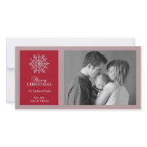 Peaceful Snowflake Christmas Photo Card (Burgandy)