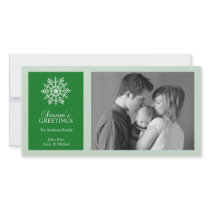 Peaceful Snowflake Christmas Photo Card (Green)