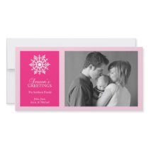 Peaceful Snowflake Christmas Photo Card (Hot Pink)
