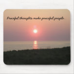 Peaceful Thoughts/Sunset on Beach over the Sea Mousepads